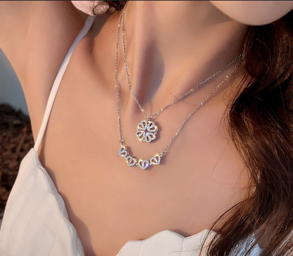 Collar Trébol 4 Corazones acero inoxidable