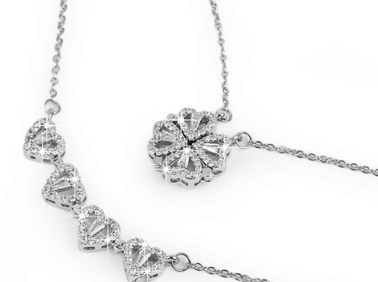 Collar Trébol 4 Corazones acero inoxidable